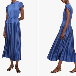 Rebecca Taylor Blue Pleated Sleeve Party/Cocktail Midi Dress size XL 14/16